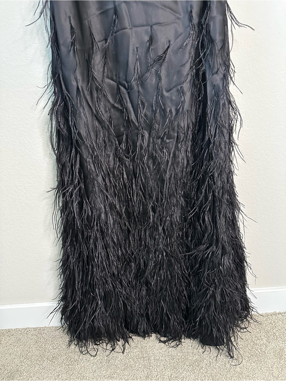 Cult Gaia Raisa Silk Satin Balck feather-embellished Maxi Dress Gown SZ S - Picture 4 of 9